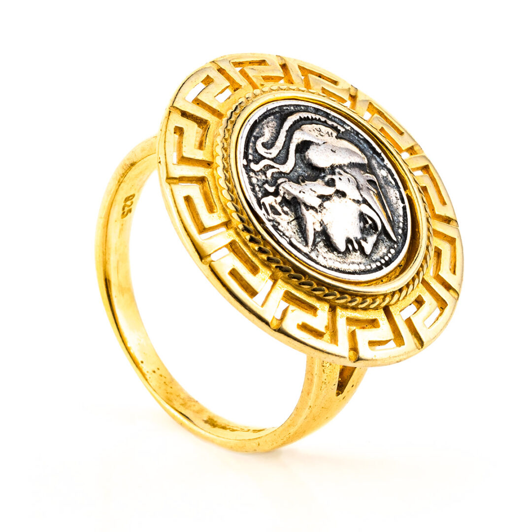 Goddess Athena Coin Ring - Sterling silver Gold plated