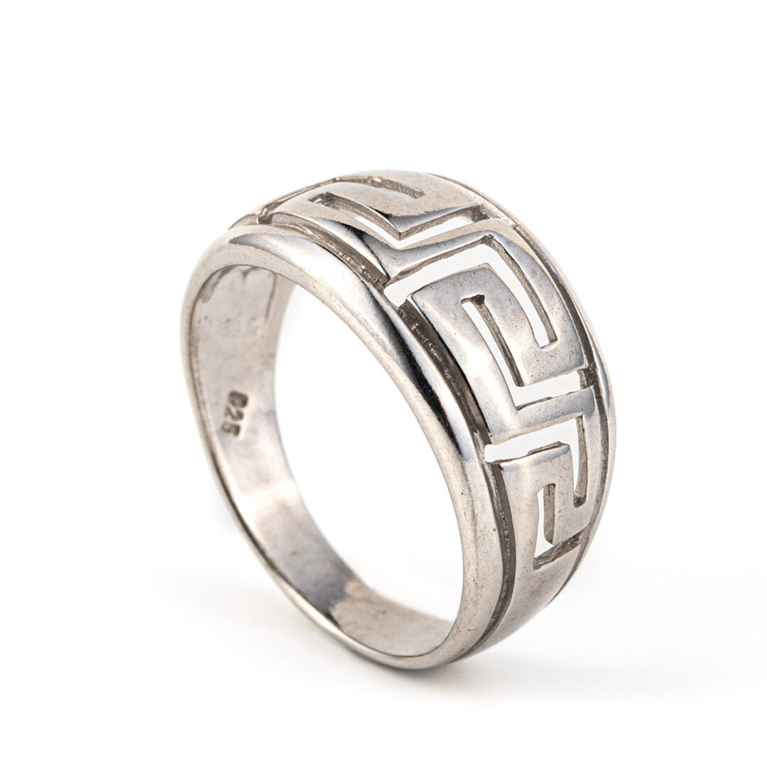 Greek key Ring in Sterling Silver