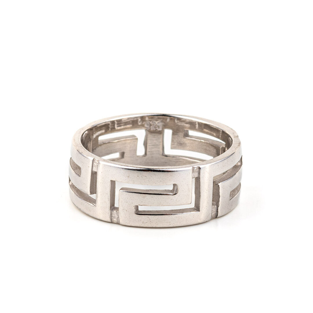 Sterling Silver Greek key Ring