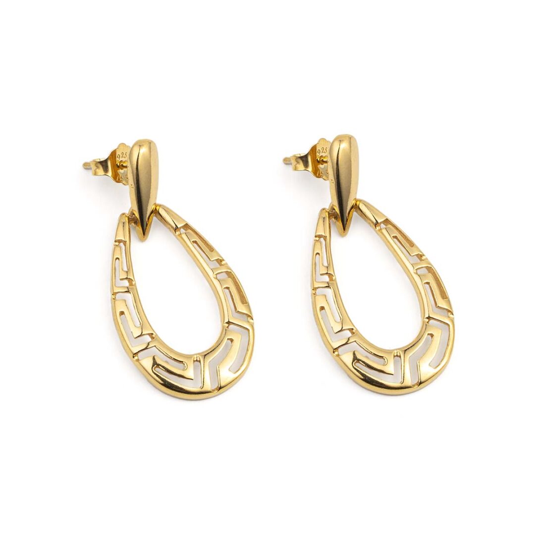 Meander Dangle Earrings - Sterling Silver