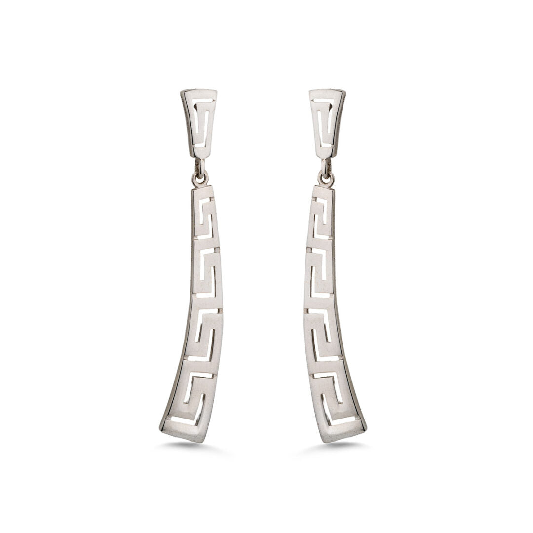 Meander Bend Drop Earrings - Sterling Silver 925 — Silver