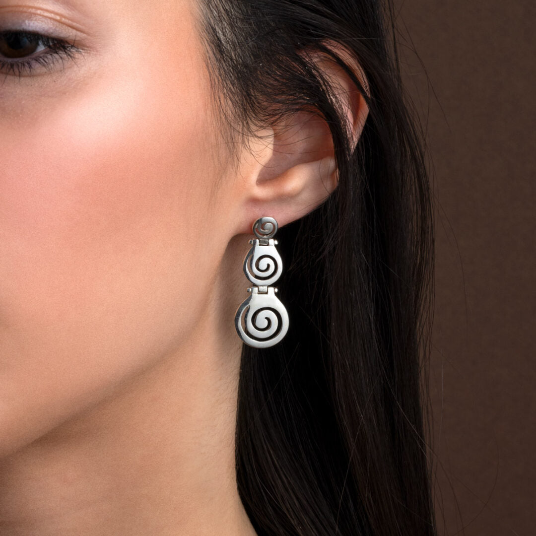 Sterling Silver 925 Spiral Drop Earrings