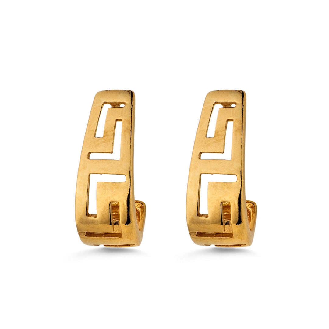 Meander Bend Stud Earrings - Sterling Silver 925 Gold Plated