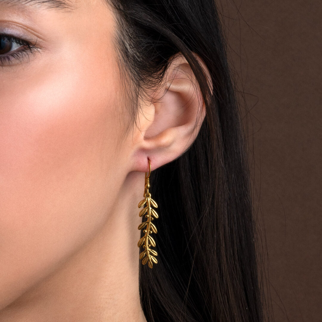 Olive Dangling Earrings - Sterling Silver 925 Gold Plated — Gold