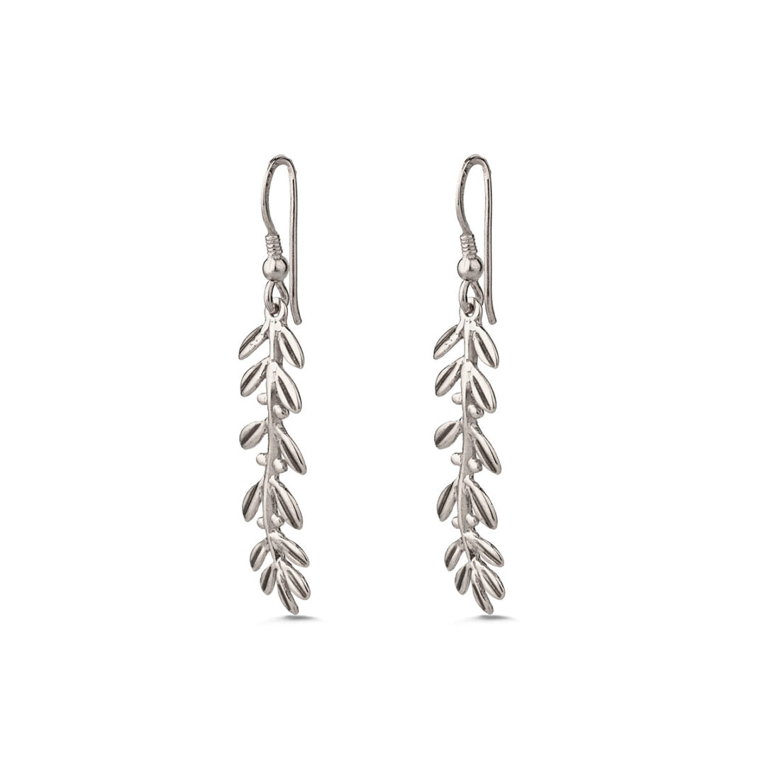 Olive Dangling Earrings - Sterling Silver 925 Gold Plated — Silver