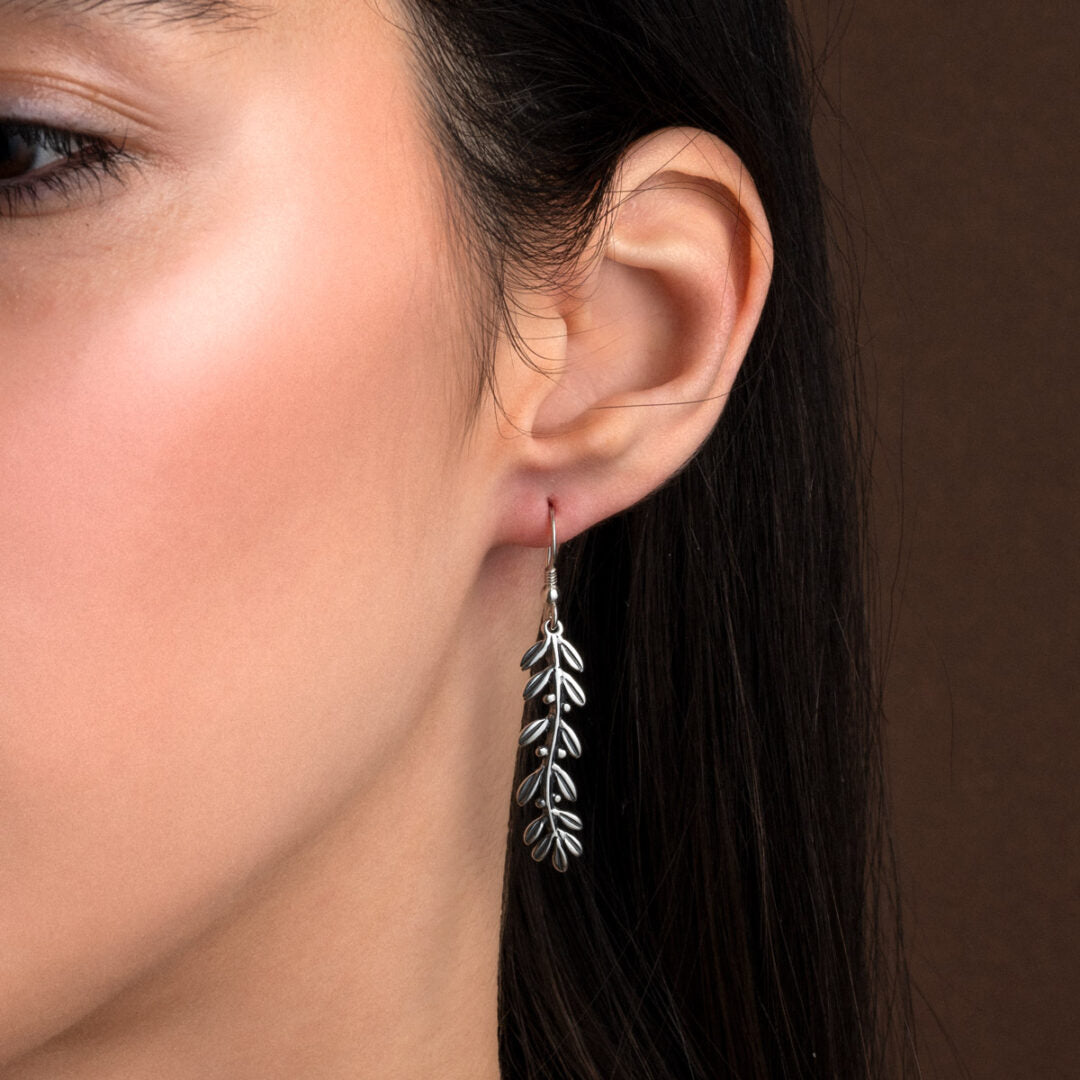 Olive Dangling Earrings - Sterling Silver 925 Gold Plated — Silver