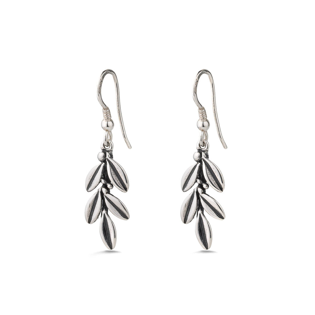 Olive Dangle Earrings - Sterling Silver 925 Gold Plated — Silver