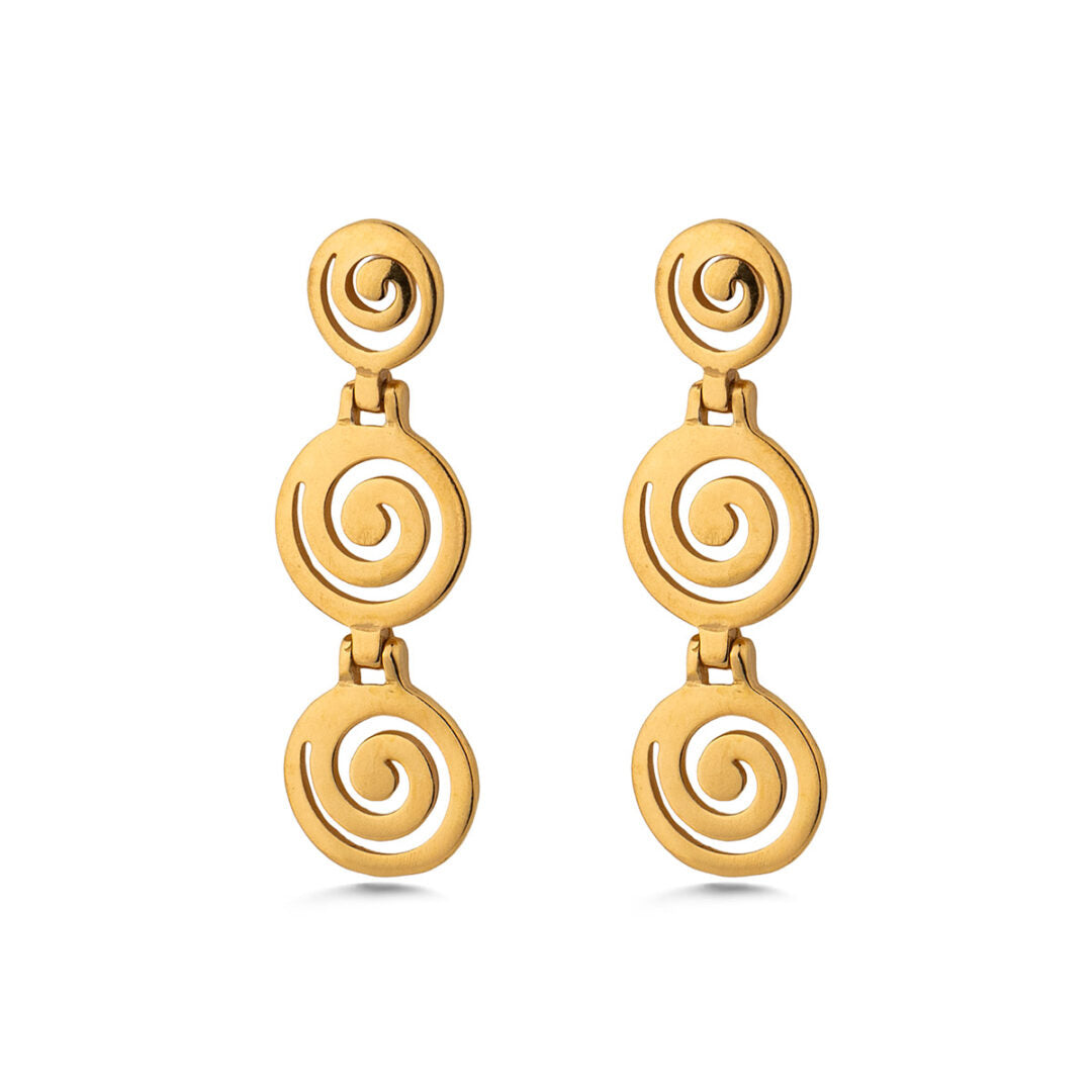 Spiral Drop Earrings in 925 Sterling Silver Gold-Plated