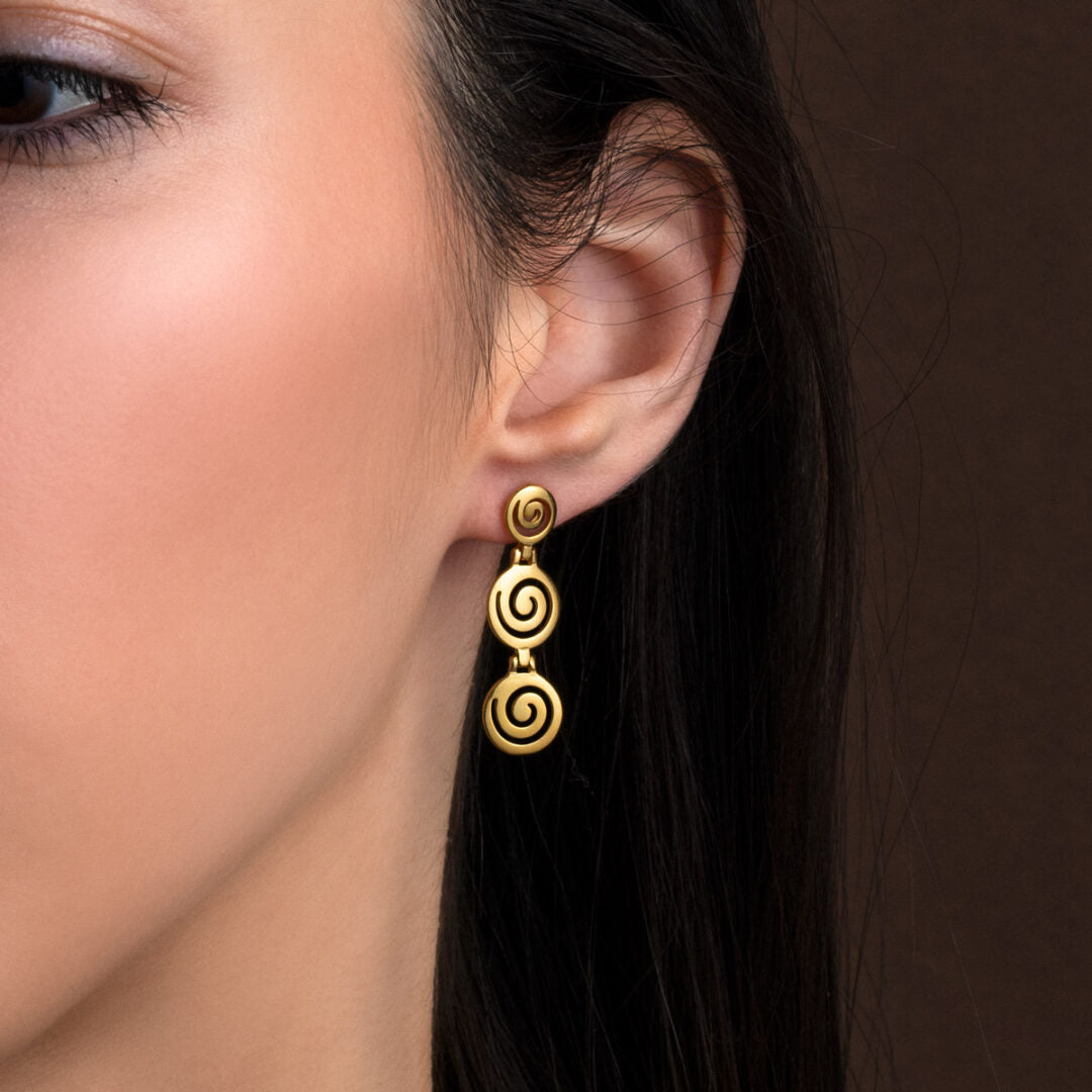 Spiral Drop Earrings in 925 Sterling Silver Gold-Plated