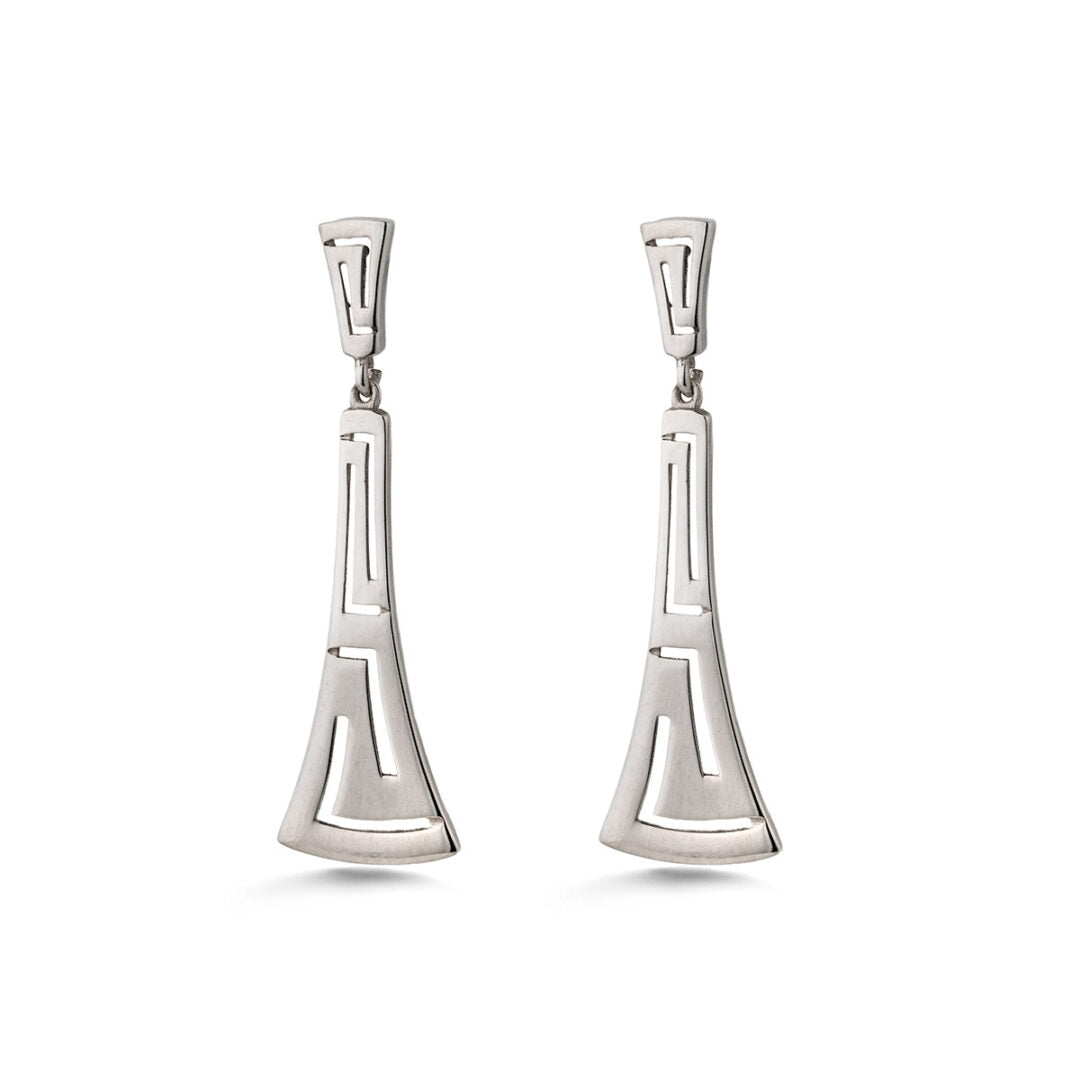 Meander Dangling Drop Earrings - Sterling Silver 925