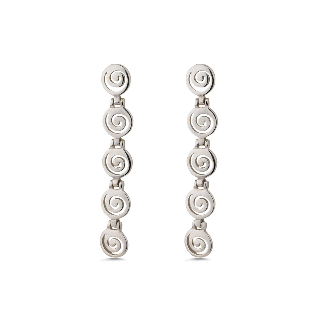Spiral Dangling Drop Earrings - Sterling Silver 925