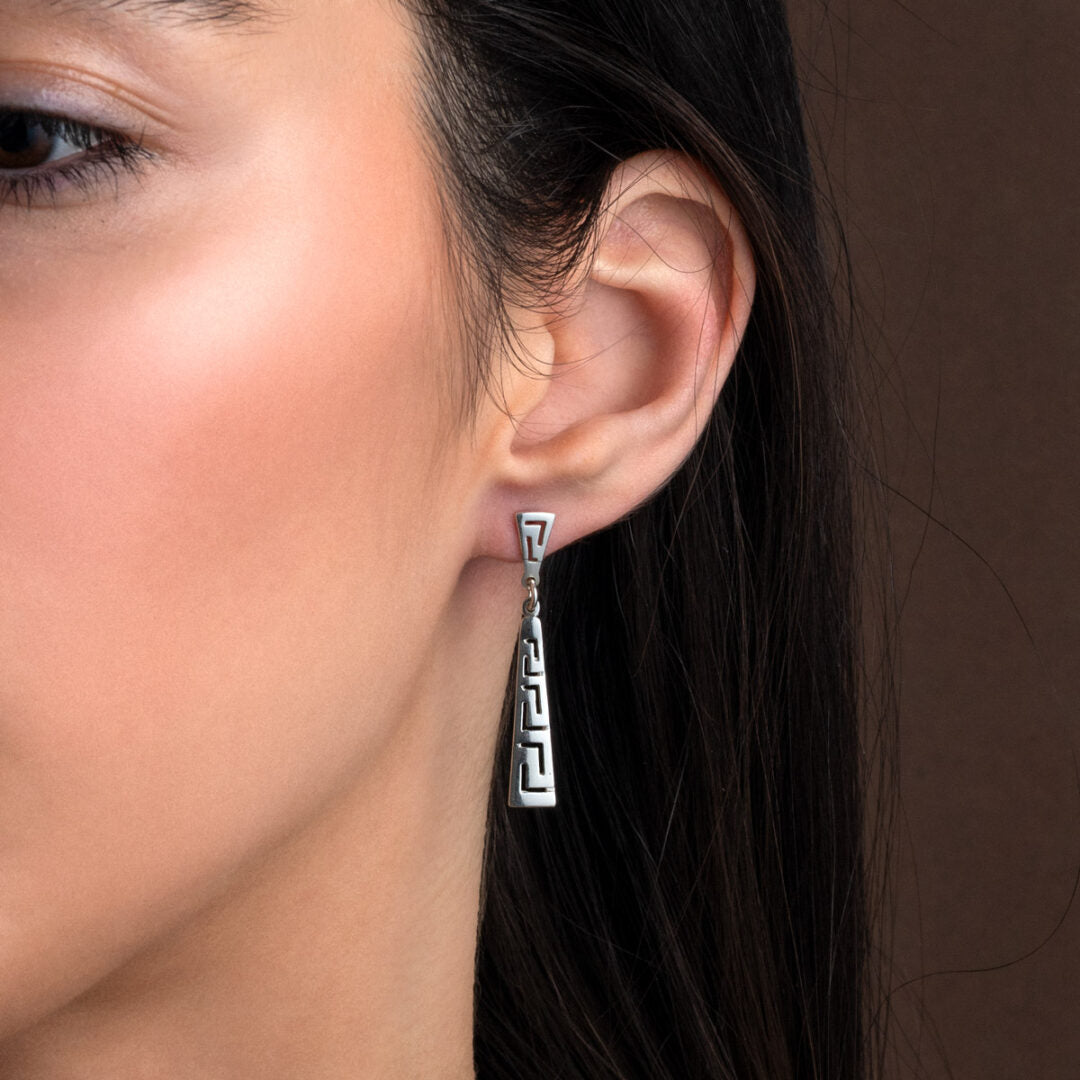 Meander Drop Earrings - Sterling Silver 925