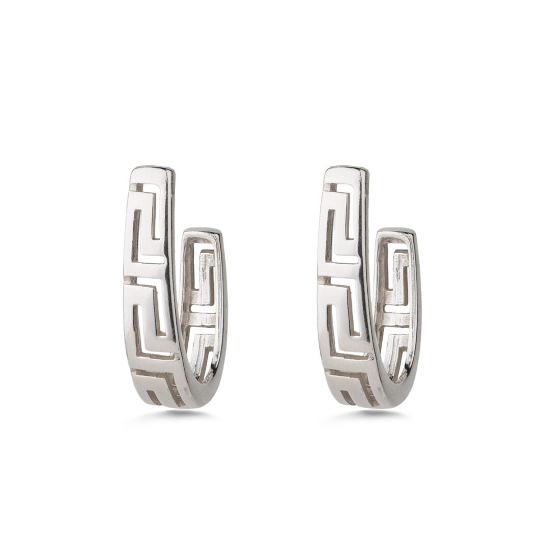 Meander Bend Stud Earrings - Sterling Silver 925