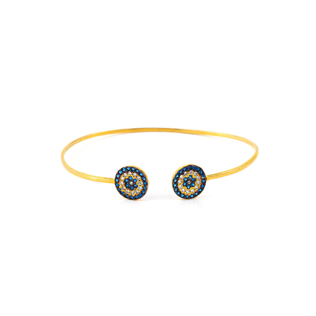 Evil Eye Bracelet with Zircons - Silver and Gold Plated