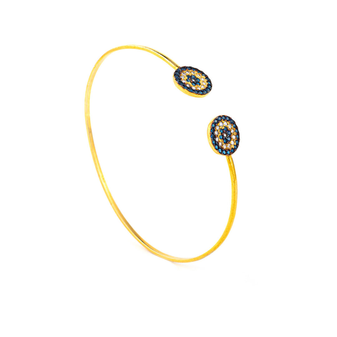 Evil Eye Bracelet with Zircons - Silver and Gold Plated