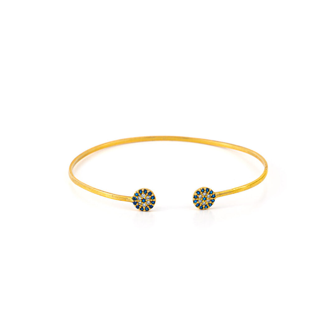 Evil Eye Bracelet with Zircons - Sterling Silver and Gold Plated