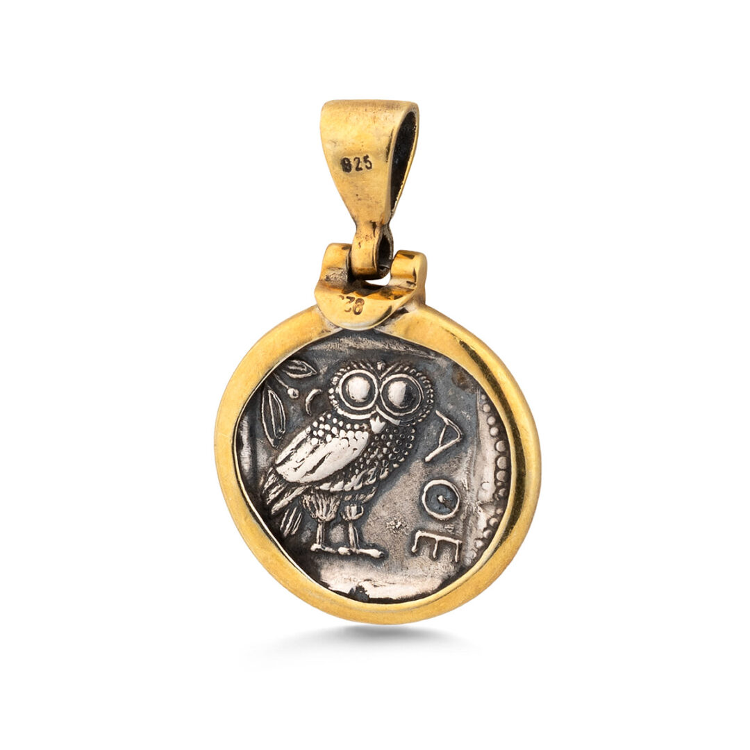 Athena Greek Goddess Pendant - Sterling Silver and Gold Plated