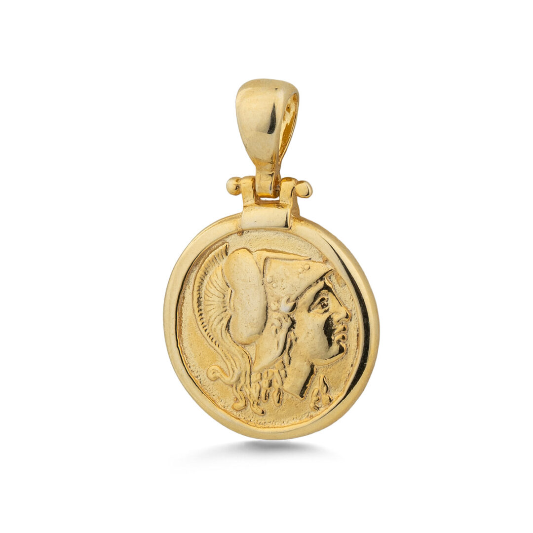 Athena Greek Goddess Pendant - Sterling Silver and Gold Plated