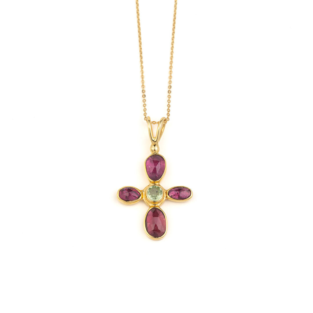 925 Sterling Silver and Gold Plated Necklace with ganade