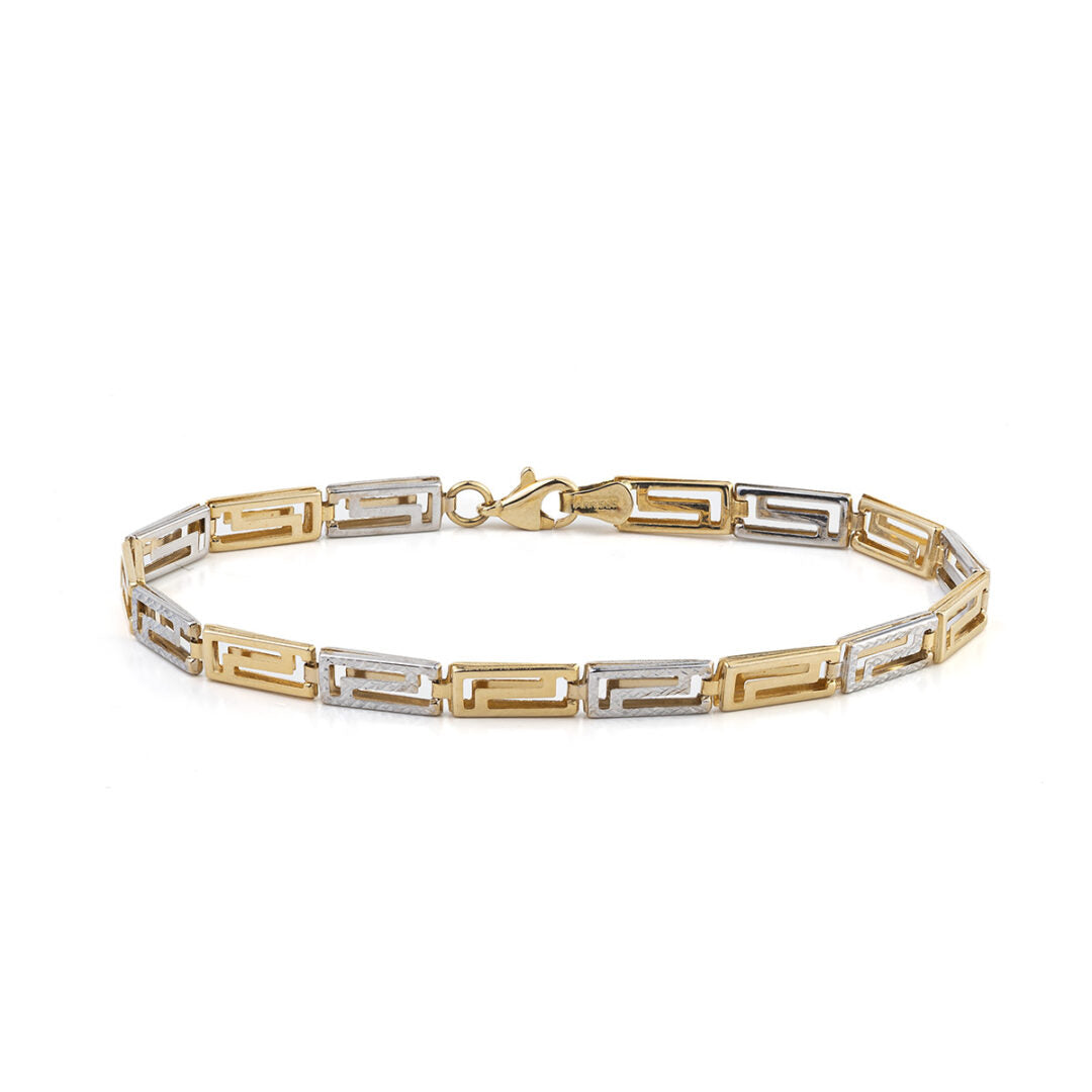 Greek Key Link Bracelet - 14K Gold