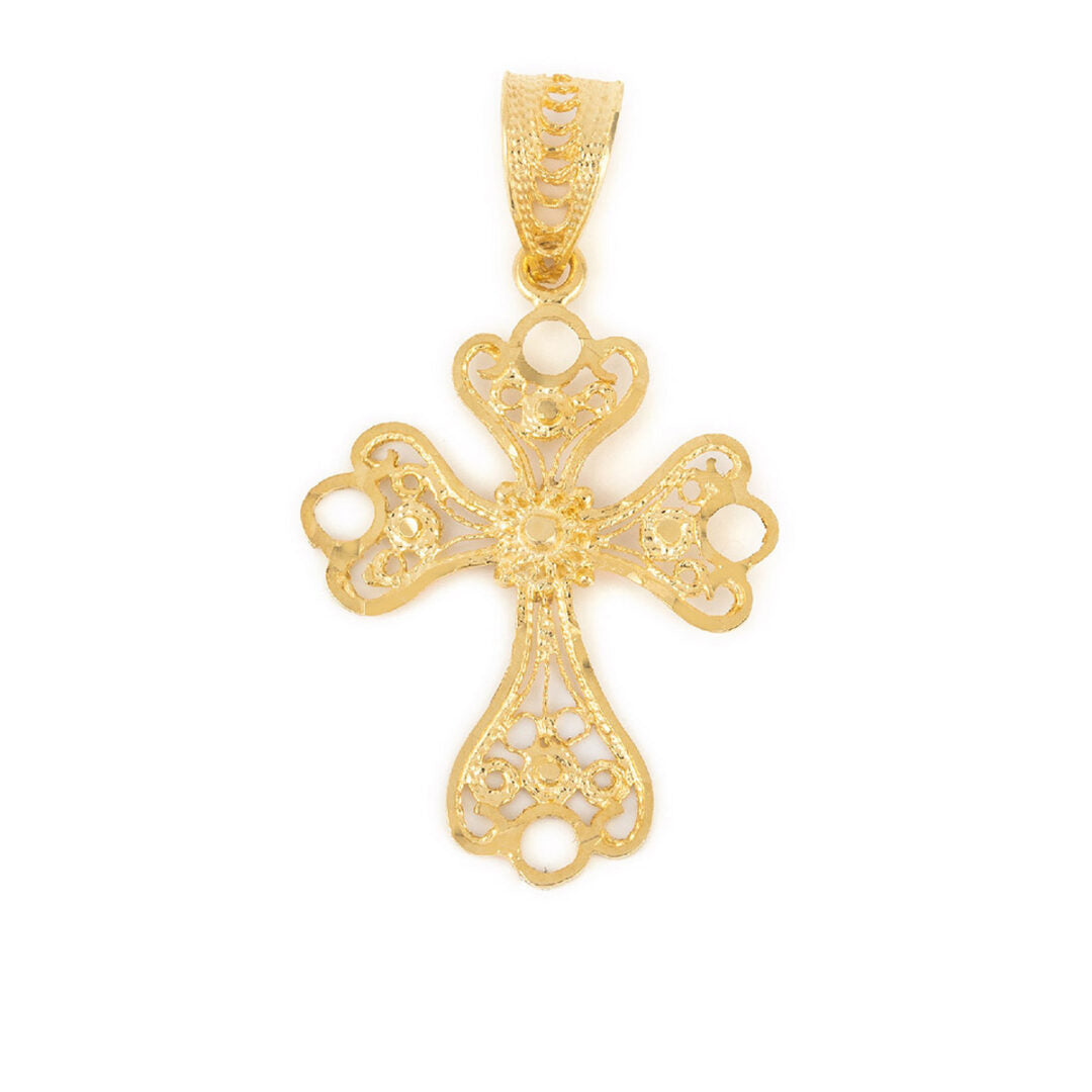 Byzantine Filigree Cross in 14K Gold