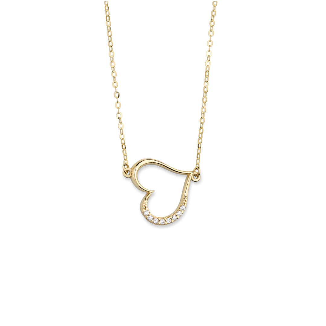 Heart Necklace with Zircon - 14k Gold