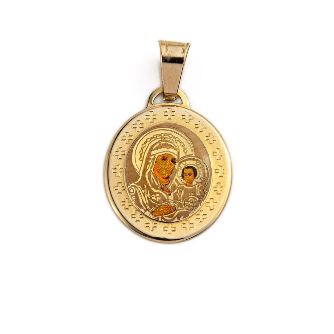 Virgin Mary and Jesus Pendant - 14K Gold