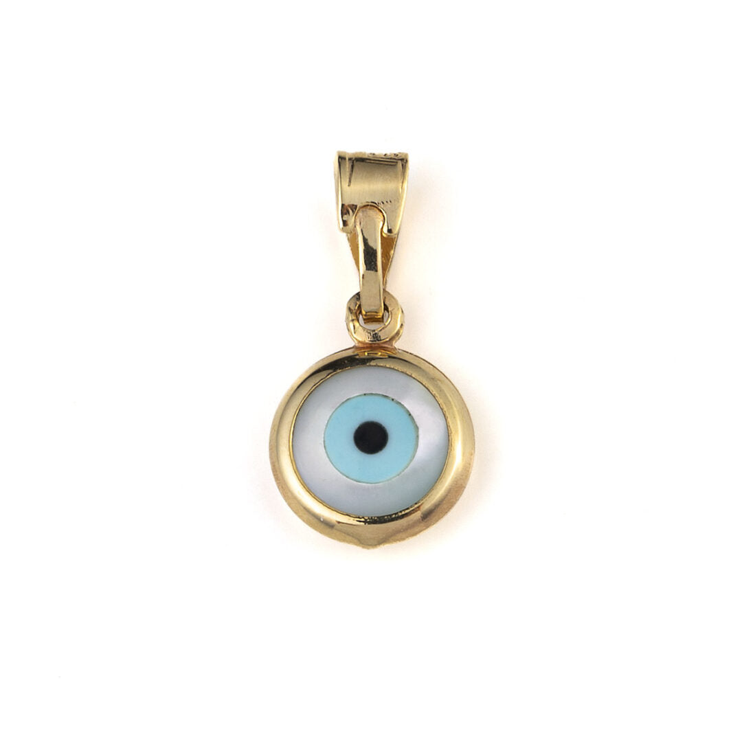 Round Evil Eye Pendant - 14K Gold