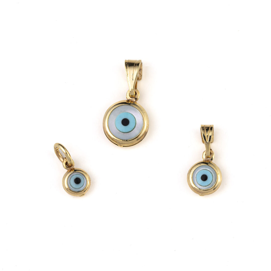 Round Evil Eye Pendant - 14K Gold