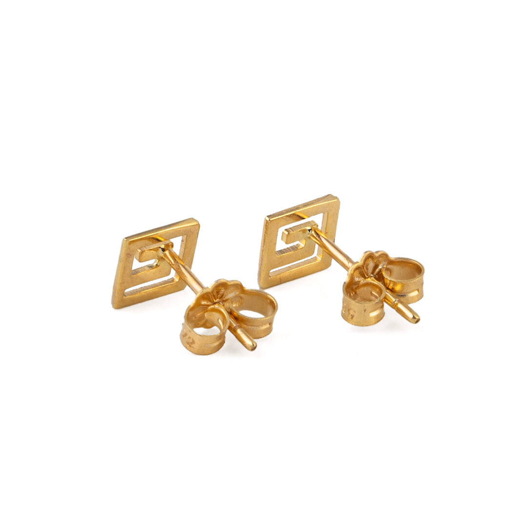 Greek Key Stud Earrings – 14K Yellow Gold