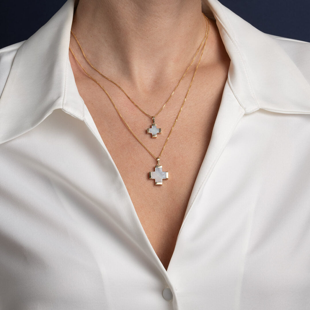 Fildisi Cross Pendant - 14K Gold