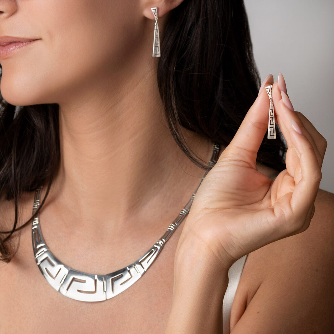 Meander Drop Earrings - Sterling Silver 925