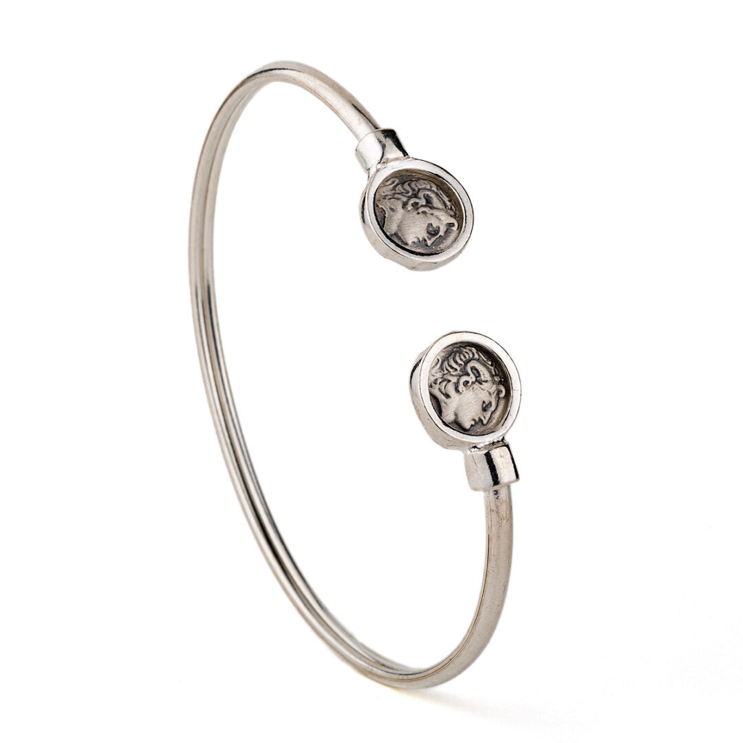 Alexander the Great Coin Cuff Bracelet – 925 Sterling Silver