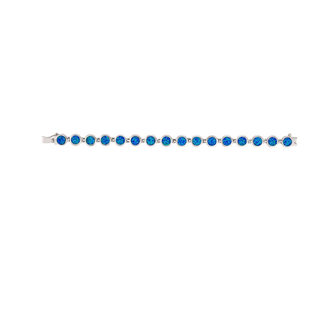 Circles Blue Opal Bracelet – 925 Sterling Silver