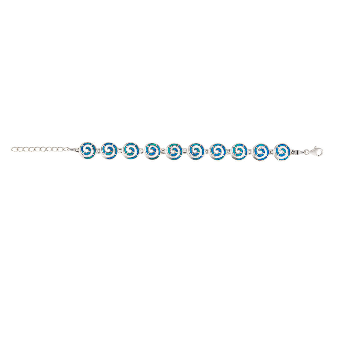 Spiral Blue Opal Bracelet - 925 Sterling Silver