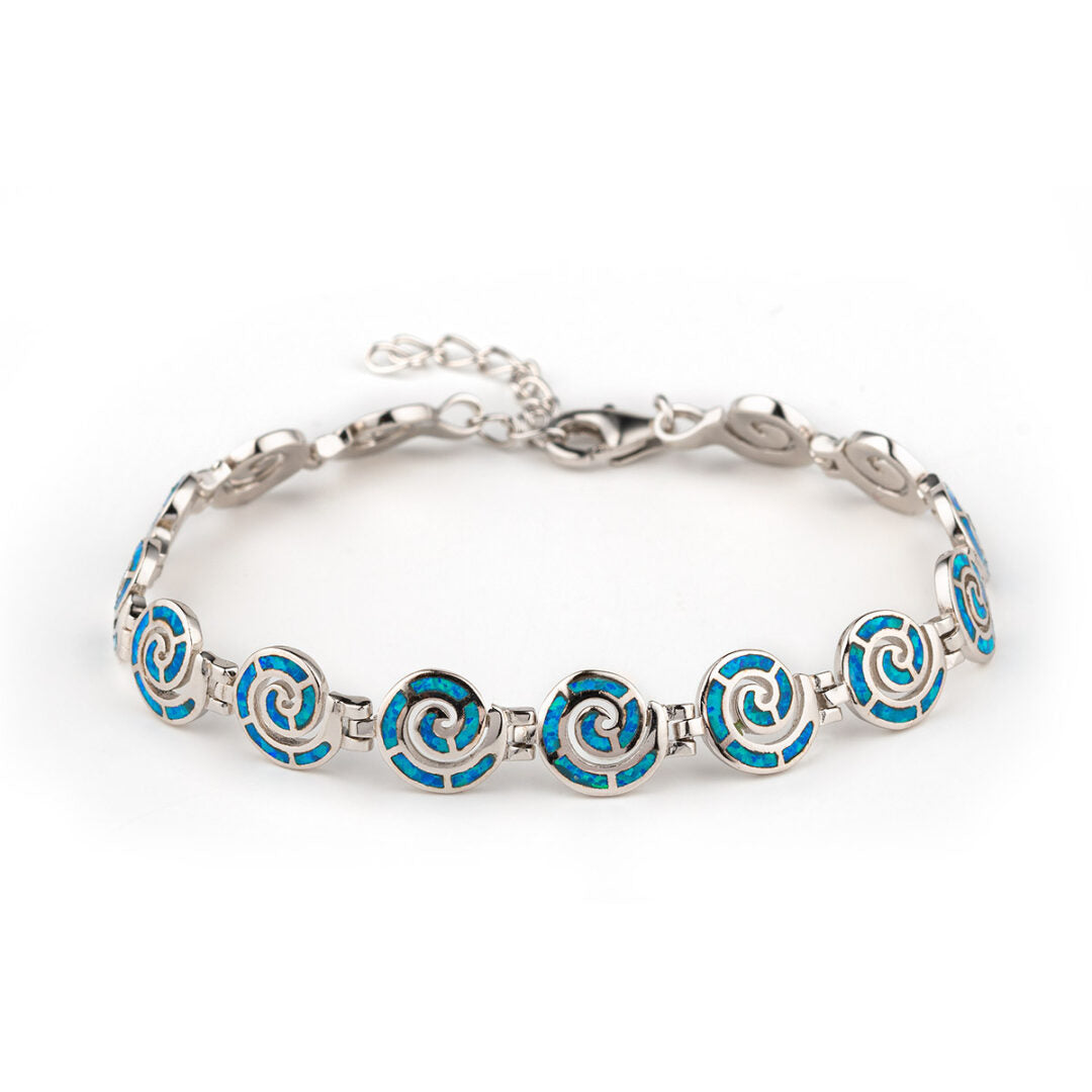Spiral Blue Opal Bracelet - 925 Sterling Silver