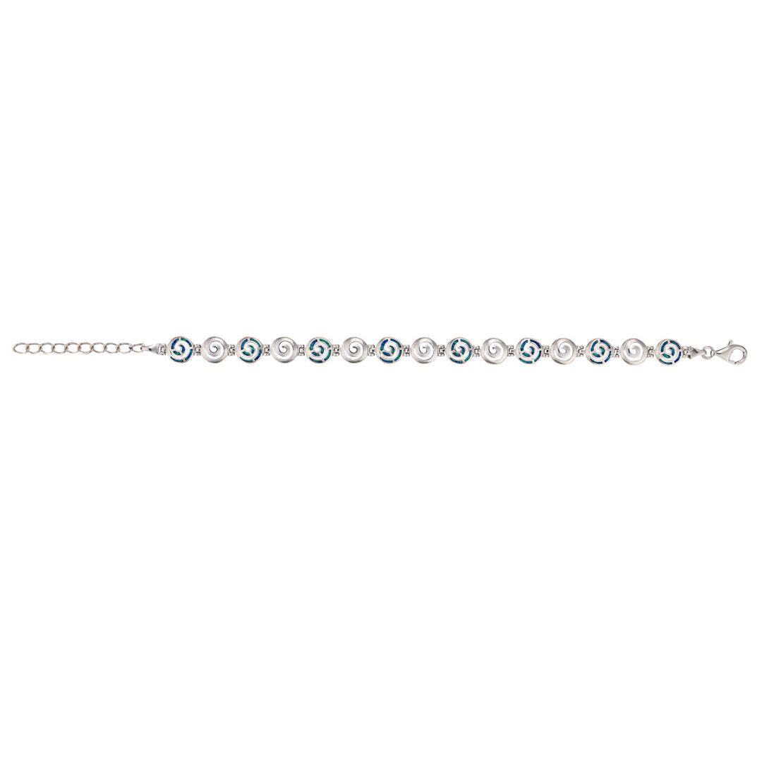 Spiral Blue Opal Link Bracelet - 925 Sterling Silver