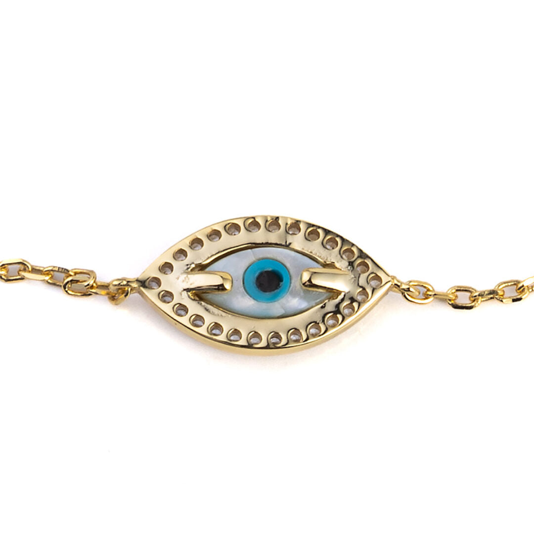 Evil Eye Chain Bracelet - 925 Sterling Silver and Gold Plated