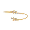 Olive Leaf Opal bangle Bracelet - 925 Sterling Silver and Gold Plated — White