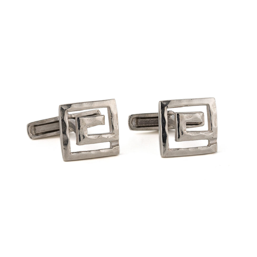 Greek Key Cufflinks – 925 Sterling Silver