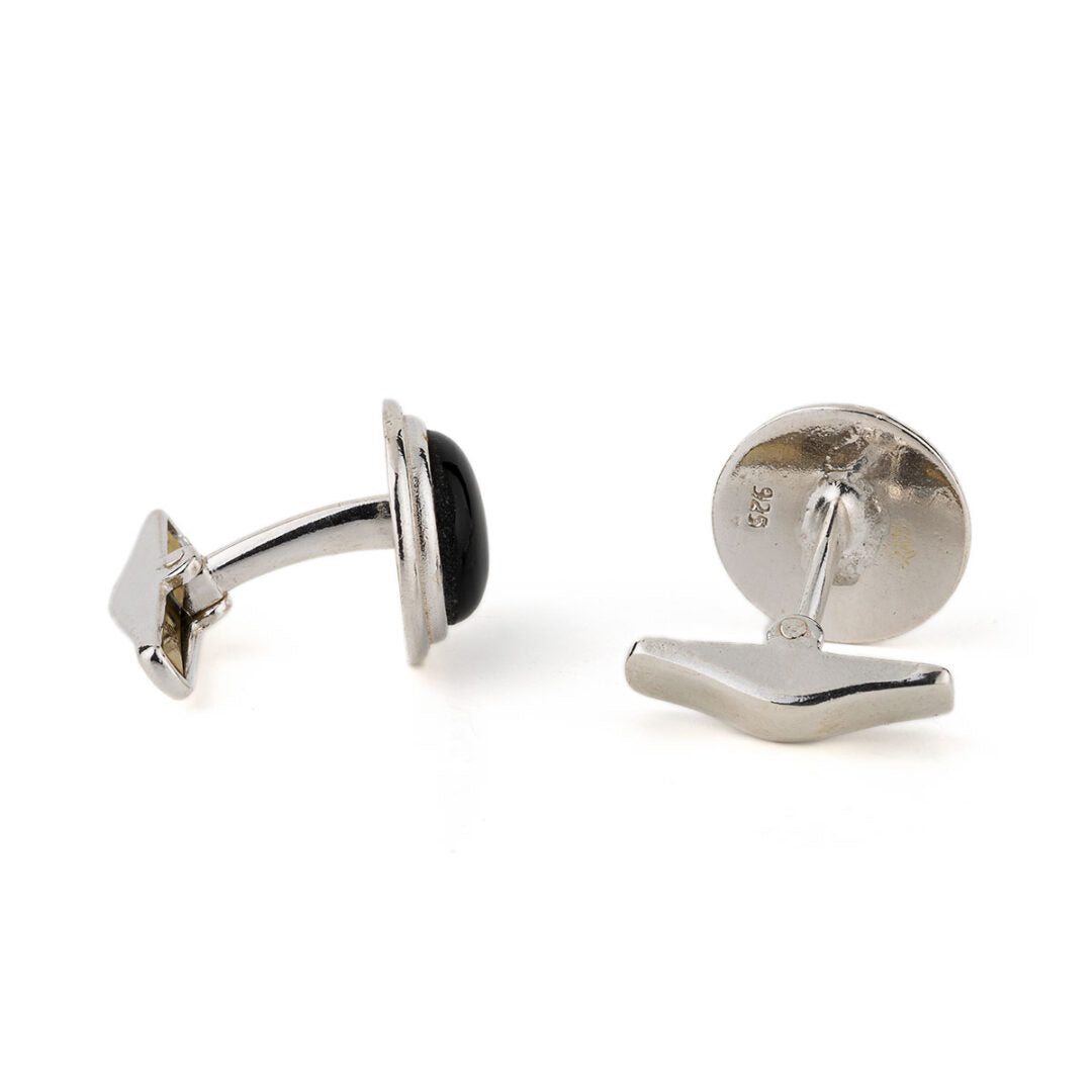 Black Stone Cufflinks – 925 Sterling Silver
