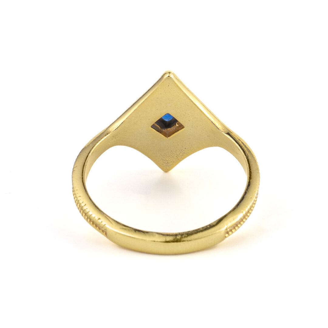 Byzantine Rhombus Ring with Stone - Gold Plated 925 Sterling Silver