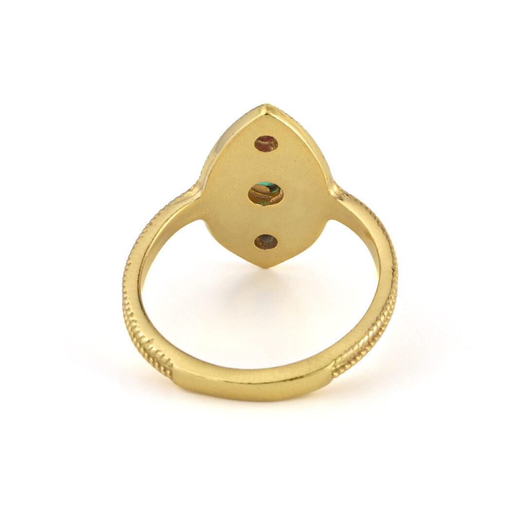 Byzantine Ring with Stones - Gold Plated 925 Sterling Silver
