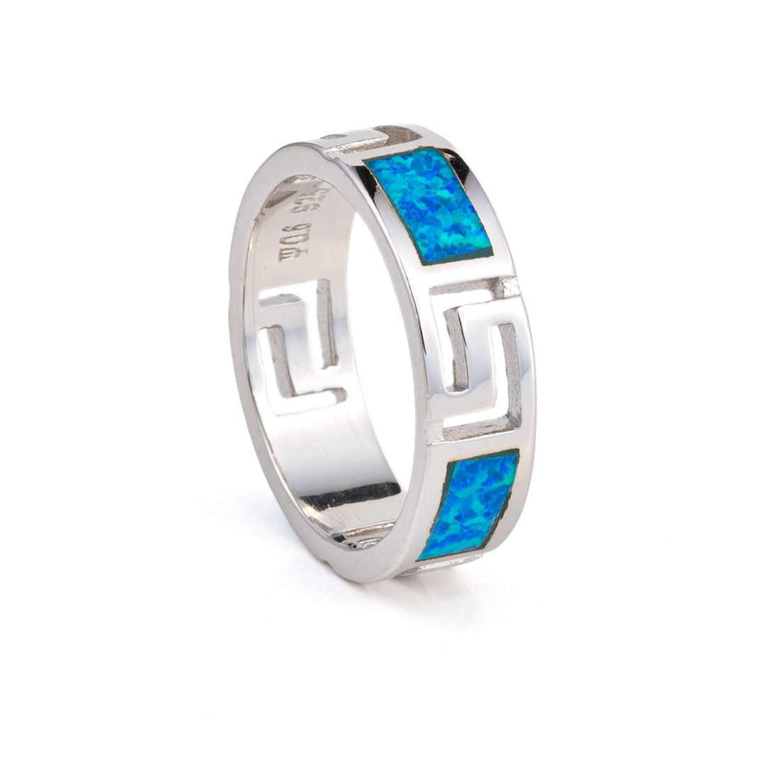 Meander Blue Opal Ring – 925 Sterling Silver