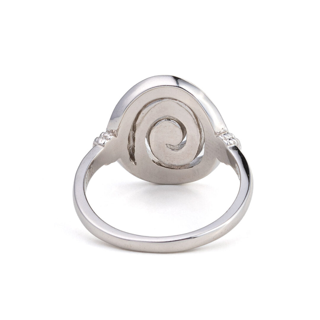 Spiral Blue Opal Ring – 925 Sterling Silver