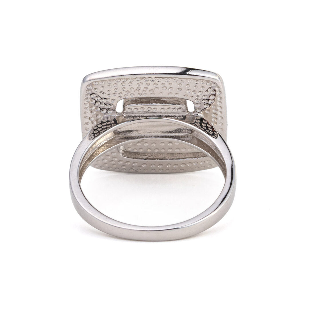 Greek Key Meander Blue Opal Ring – 925 Sterling Silver