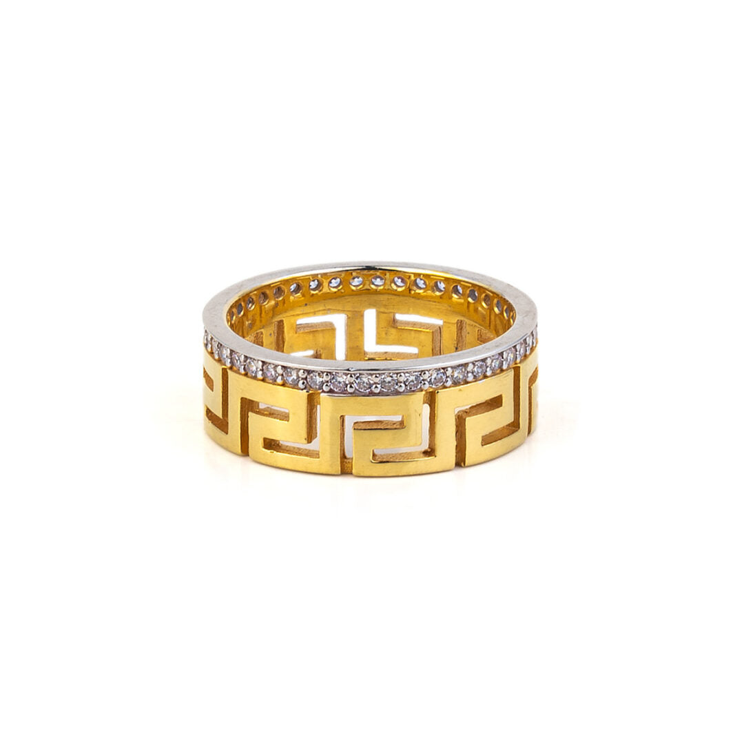 Greek Key Zircon Band Ring