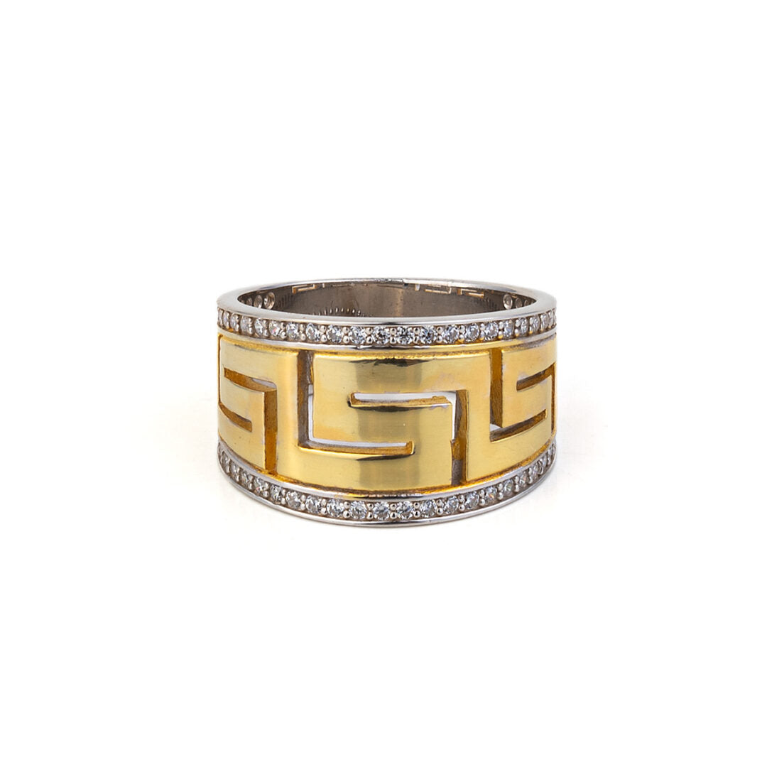 Greek Key Zircon Ring