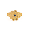 Byzantine Flower Ring in 925 Sterling Silver Gold-Plated with Zircon — Blue