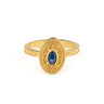 Byzantine Oval Ring in 925 Sterling Silver Gold-Plated with Oval Zircon — Blue